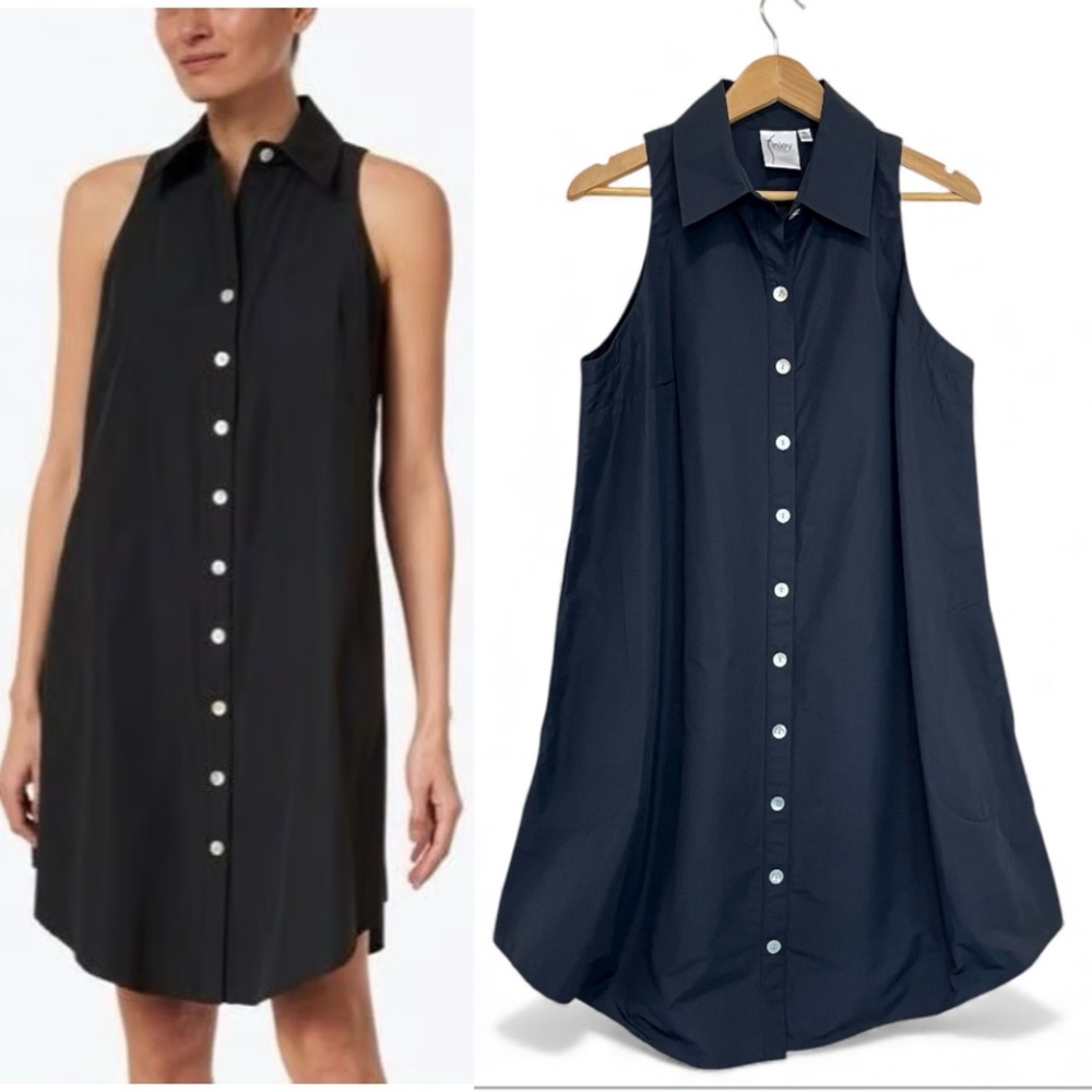 Finley Crisp Cotton Poplin Swing Dress - Black - Size XL